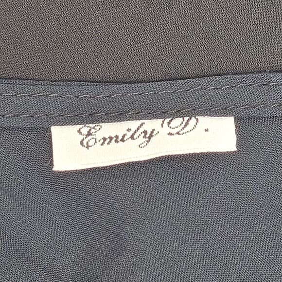 Sexy Sheer Little Black Dress Emily D Small Low Cowl Asymmetric Ruffle Skirt Tie - Picture 13 of 15